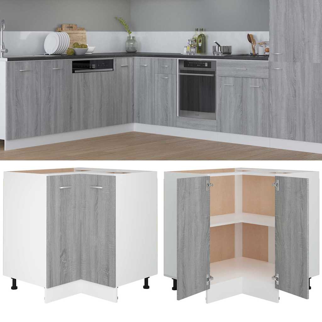 Kitchen Base Cabinet "Lyon" Engineered Wood Grey Sonoma 1x corner bottom cabinet (2 doors) 75.5 cm