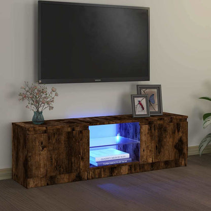 TV Cabinet with LED Lights Smoked oak 120 cm 30 cm