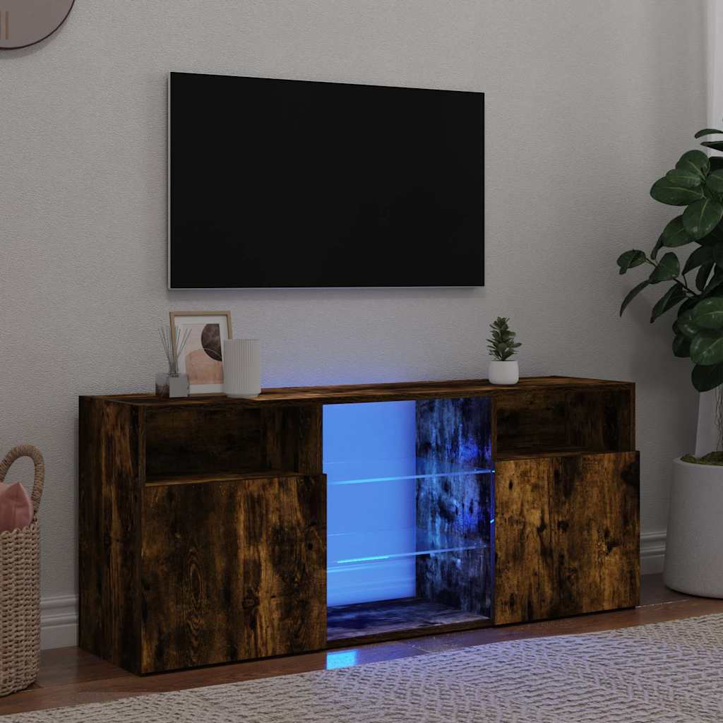 TV Cabinet with LED Lights 120x30x50 cm Smoked oak