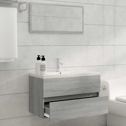 2 Piece Bathroom Furniture Set Engineered Wood Grey sonoma