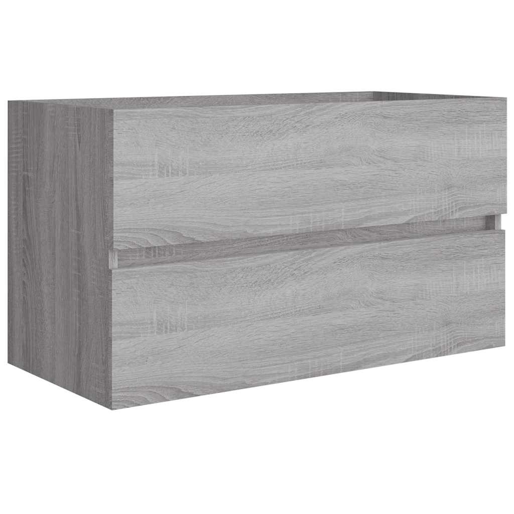 2 Piece Bathroom Furniture Set Engineered Wood Grey sonoma