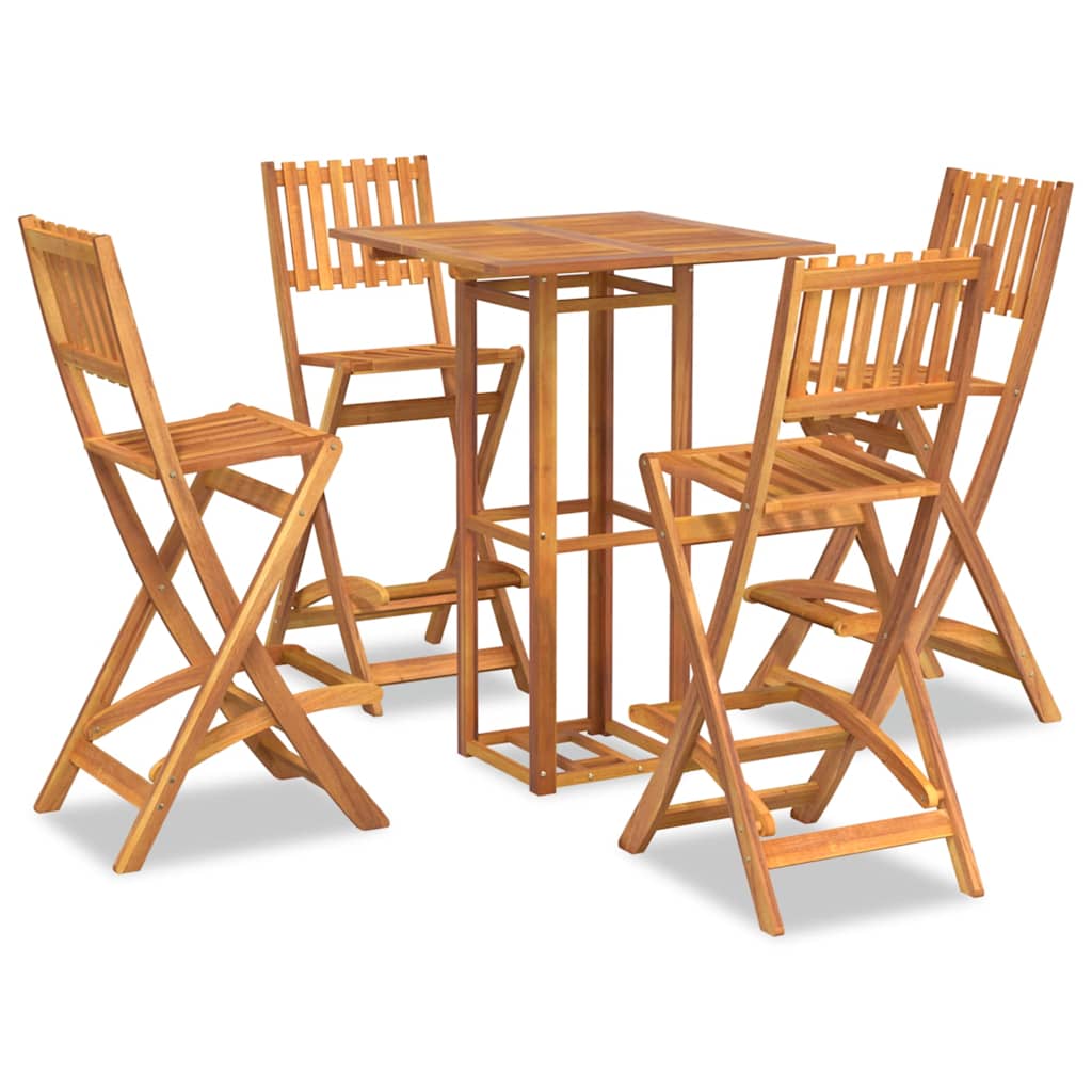 vidaXL 5 Piece Outdoor Bar Set Solid Wood Acacia 2