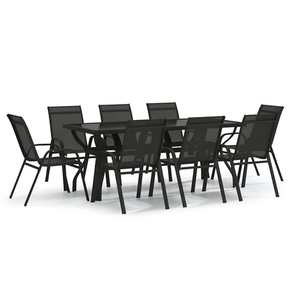 vidaXL 9 Piece Garden Dining Set Black 2