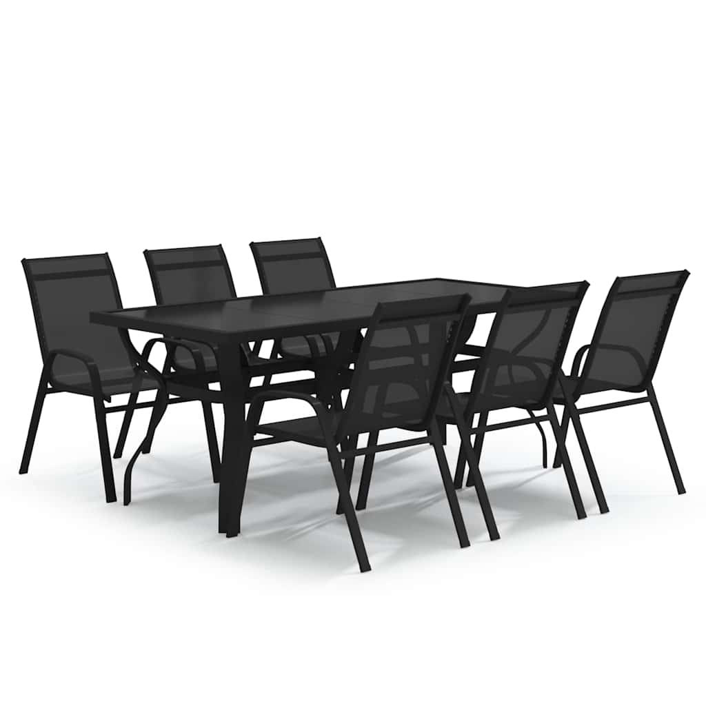 vidaXL 7 Piece Garden Dining Set Black 2