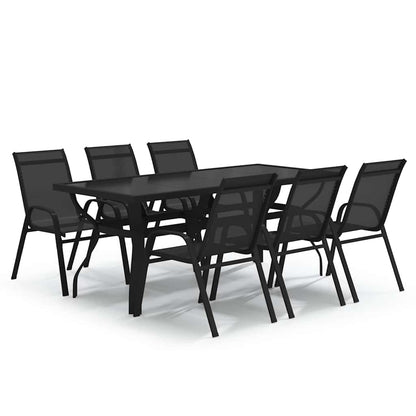 vidaXL 7 Piece Garden Dining Set Black 2