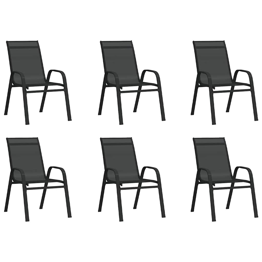 vidaXL 7 Piece Garden Dining Set Black 3