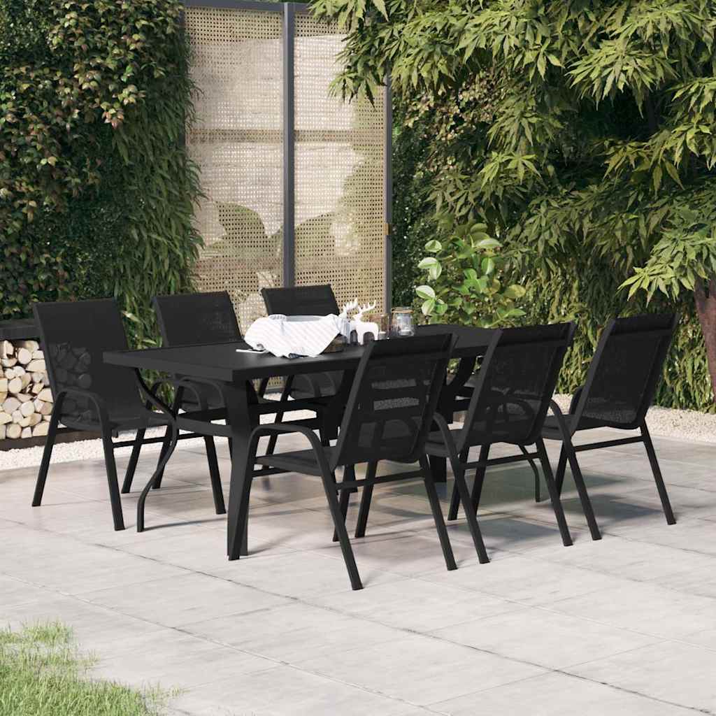 vidaXL 7 Piece Garden Dining Set Black 1