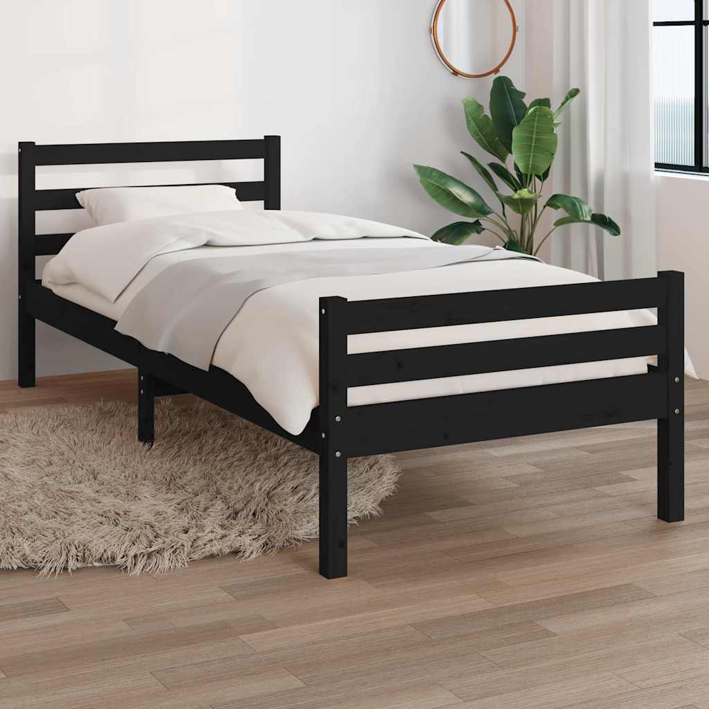 Bed Frame without Mattress Solid Wood Length 200 cm Black 100 cm
