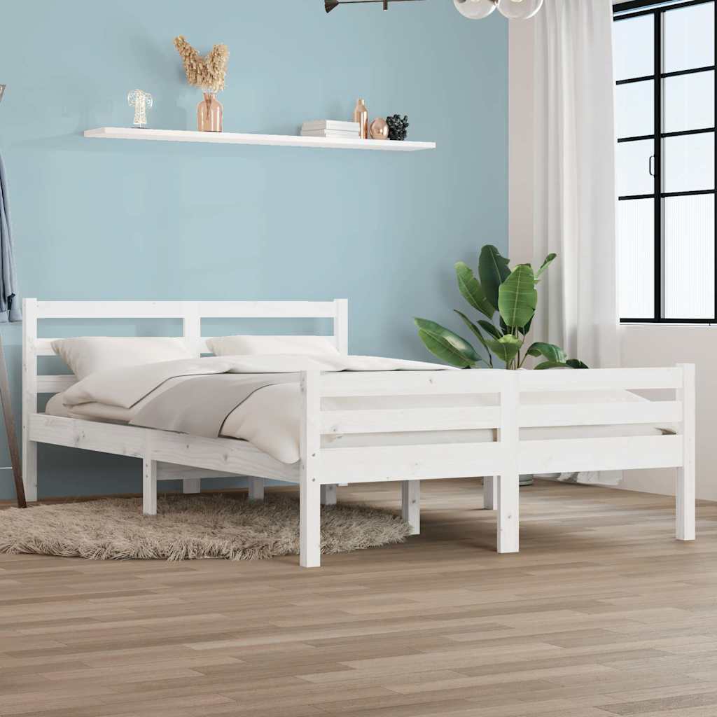 Bed Frame without Mattress Solid Wood Length 200 cm White 150 cm