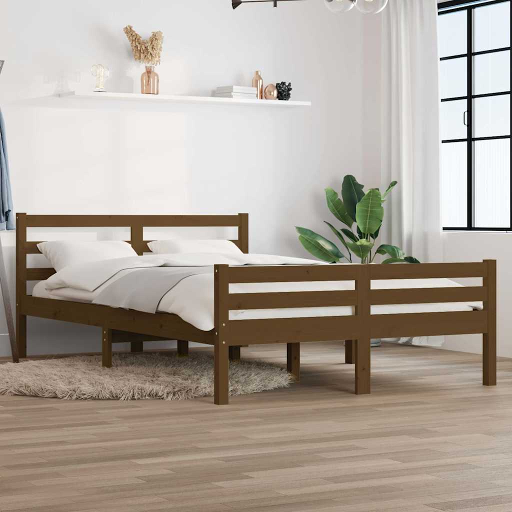 Bed Frame without Mattress Solid Wood Length 200 cm Honey brown 150 cm