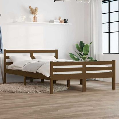 Bed Frame without Mattress Solid Wood Length 200 cm Honey brown 150 cm