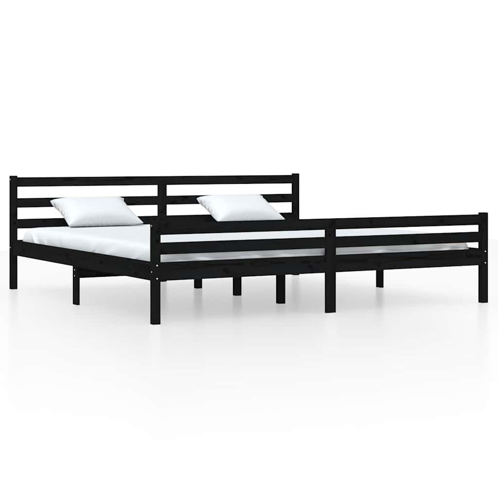 Bed Frame without Mattress Solid Wood Length 200 cm Black 200 cm