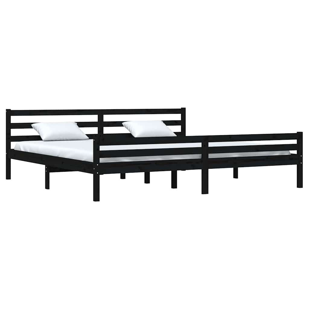 Bed Frame without Mattress Solid Wood Length 200 cm Black 200 cm