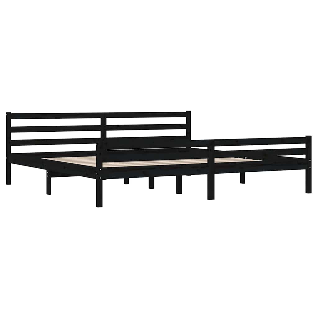 Bed Frame without Mattress Solid Wood Length 200 cm Black 200 cm