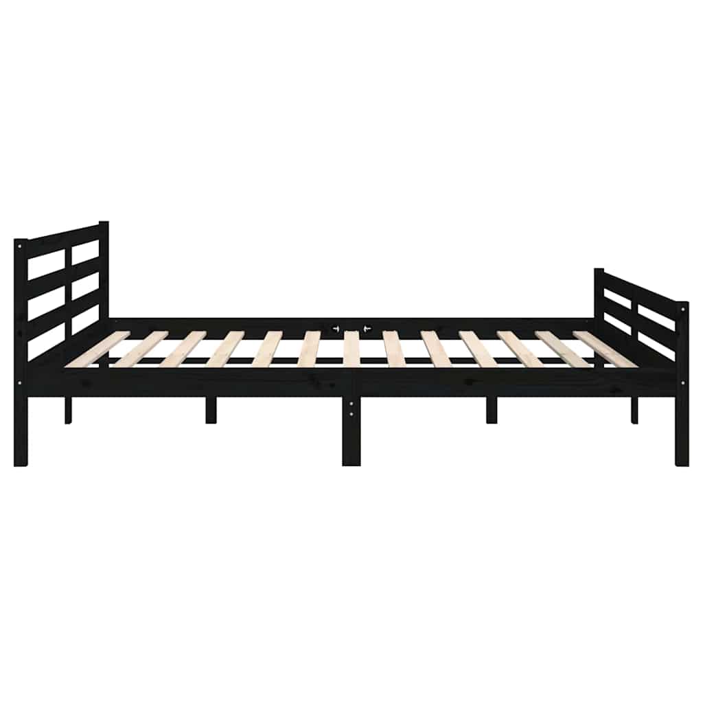 Bed Frame without Mattress Solid Wood Length 200 cm Black 200 cm
