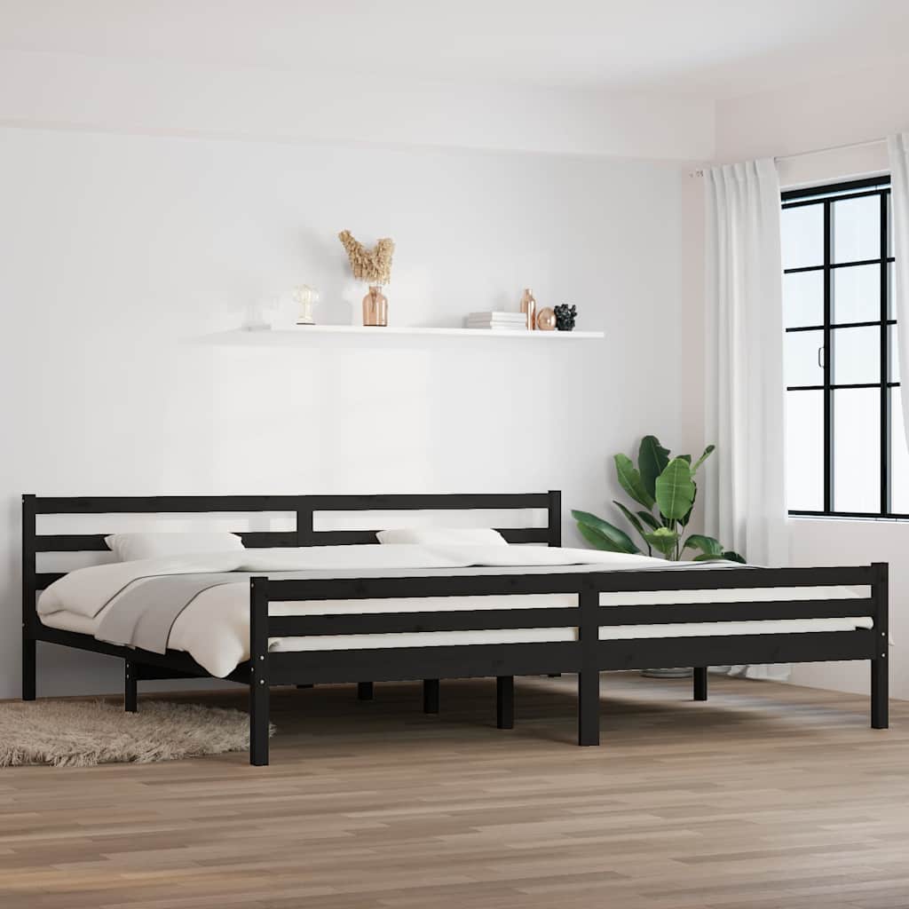 Bed Frame without Mattress Solid Wood Length 200 cm Black 200 cm