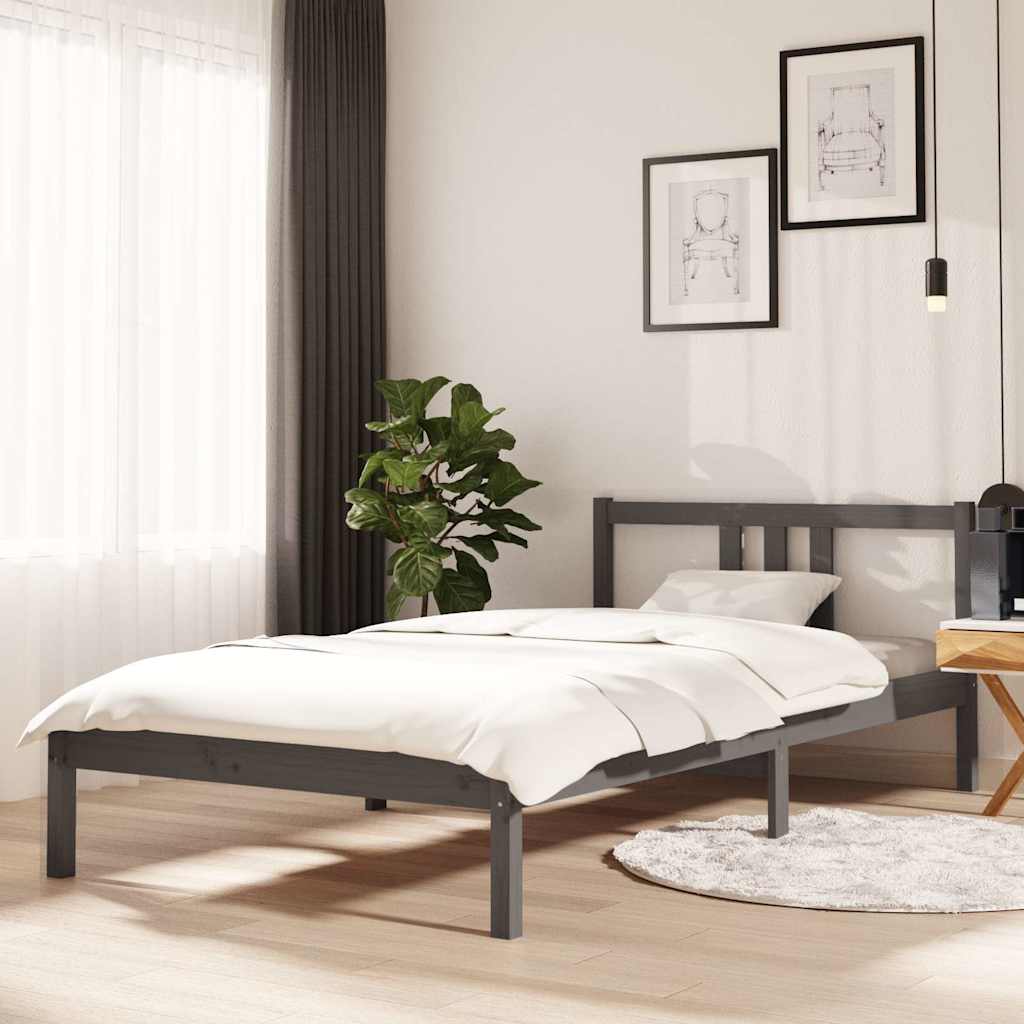 Bed Frame without Mattress Solid Wood Length 200 cm Grey 100 cm
