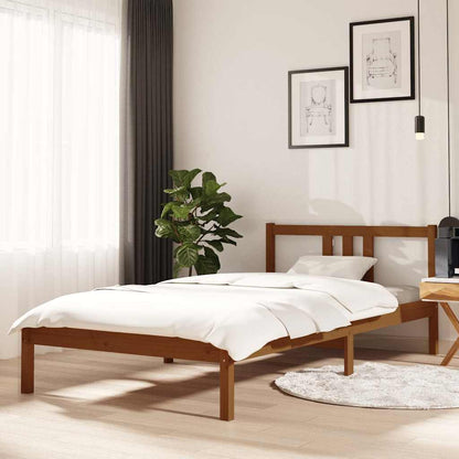 Bed Frame without Mattress Solid Wood Length 200 cm Honey brown 100 cm