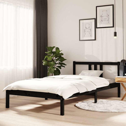 Bed Frame without Mattress Solid Wood Length 200 cm Black 100 cm