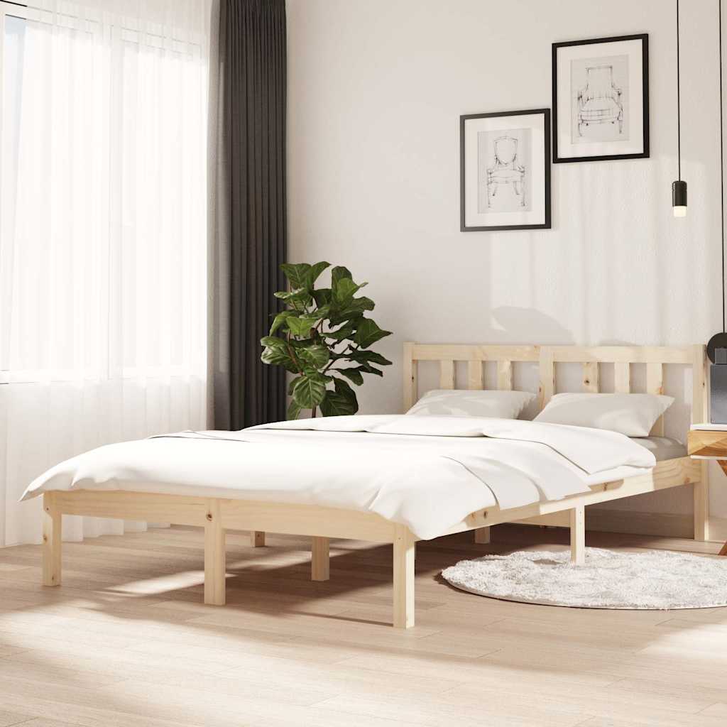 Bed Frame without Mattress Solid Wood Length 200 cm Natural 120 cm