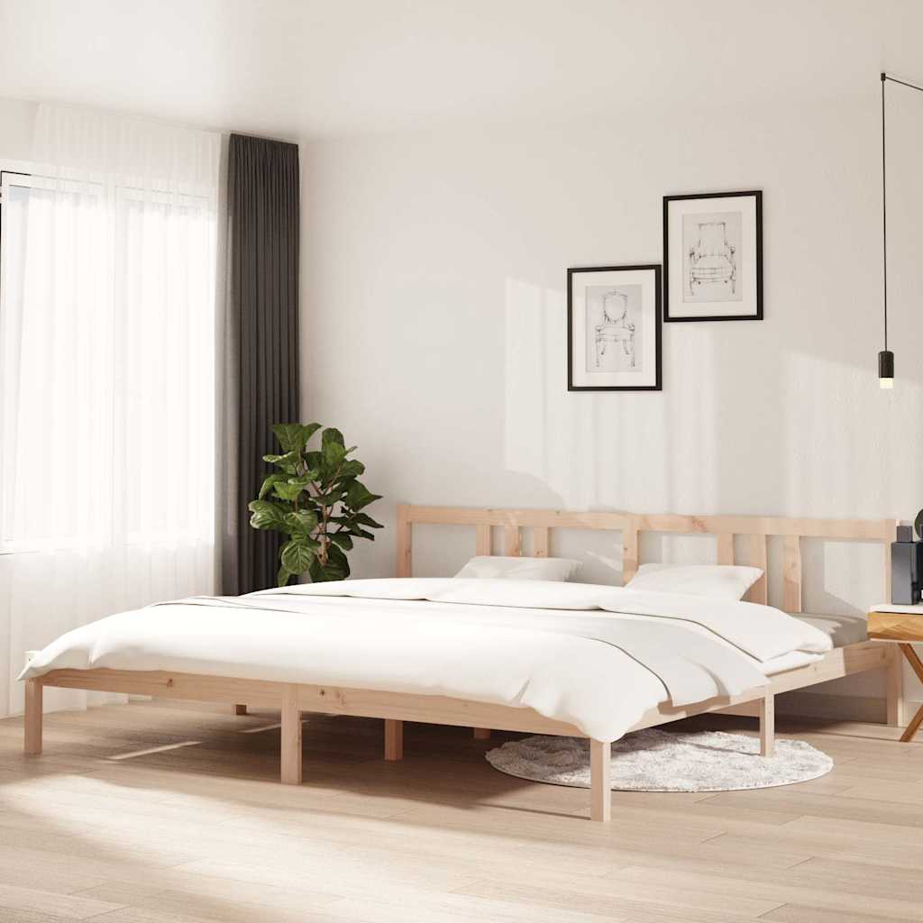 Bed Frame without Mattress Solid Wood Length 200 cm Natural 200 cm