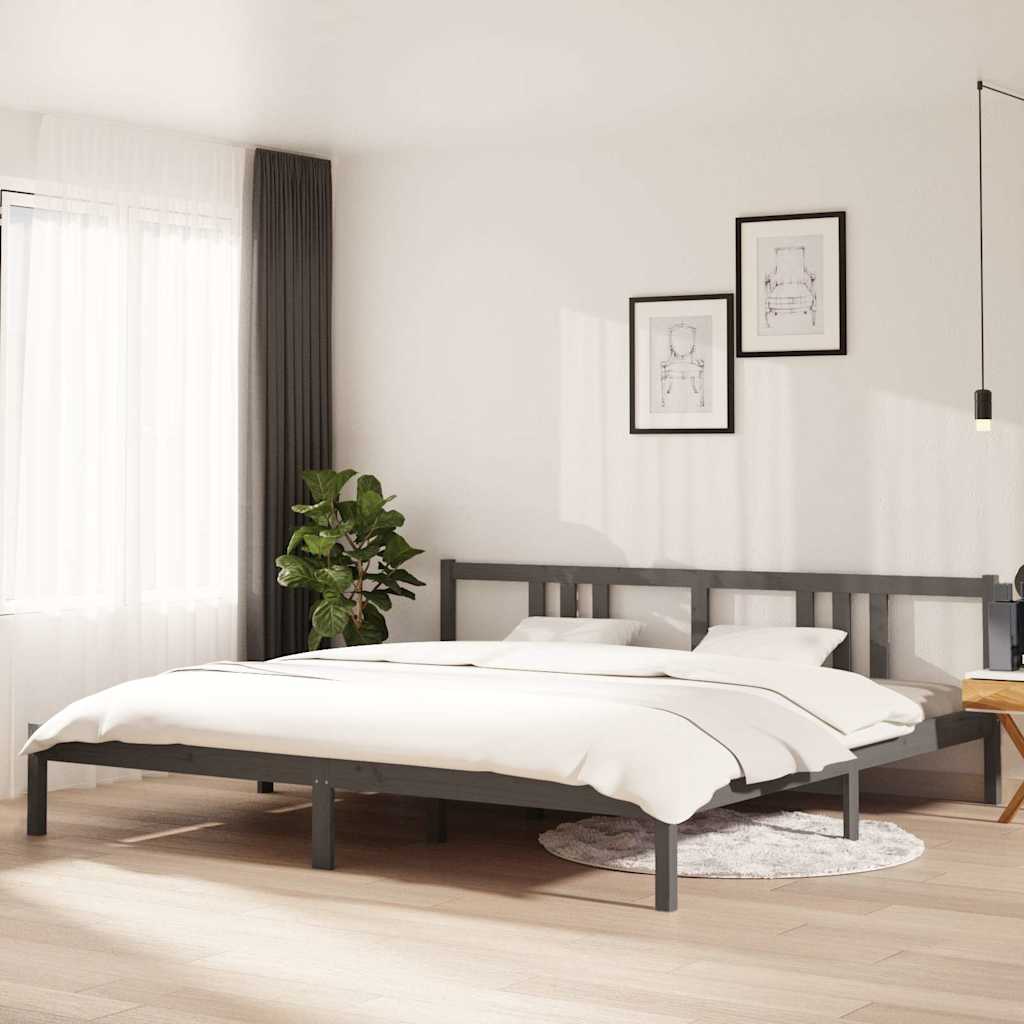 Bed Frame without Mattress Solid Wood Length 200 cm Grey 200 cm
