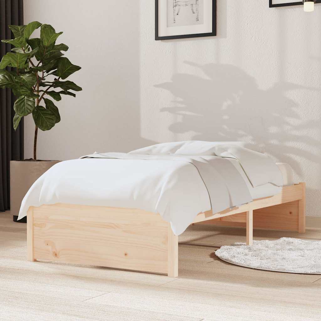 Bed Frame without Mattress Solid Wood Length 190 cm Natural 75 cm