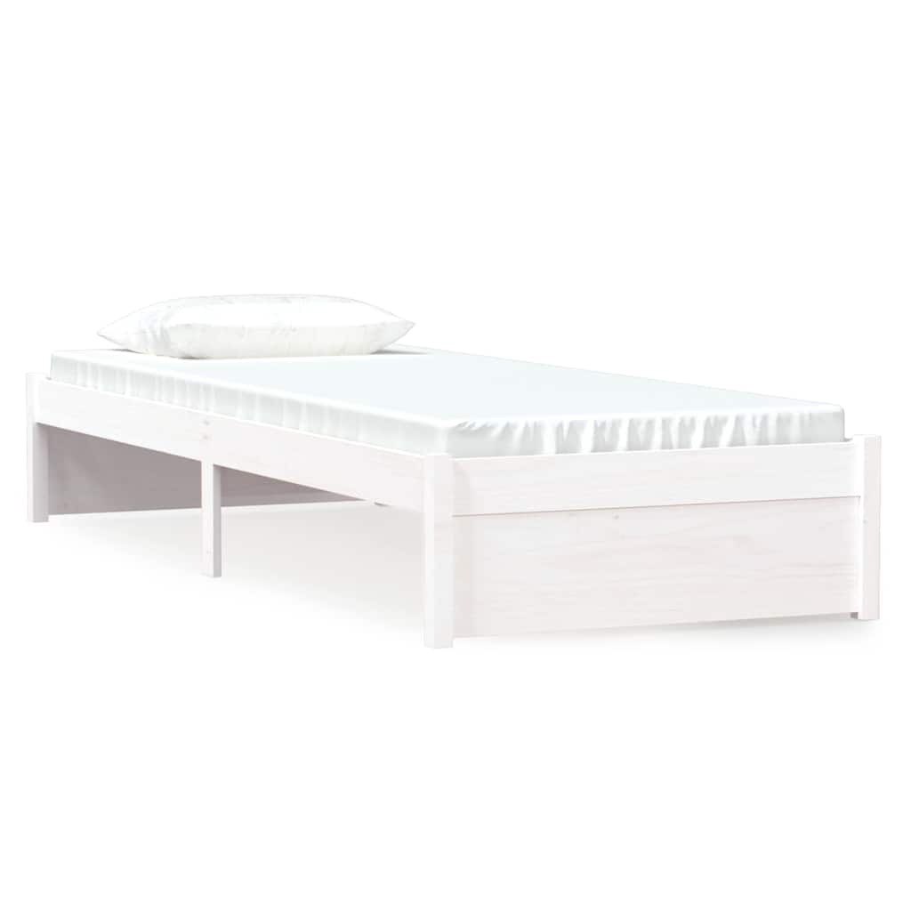 Bed Frame without Mattress Solid Wood Length 190 cm White 75 cm