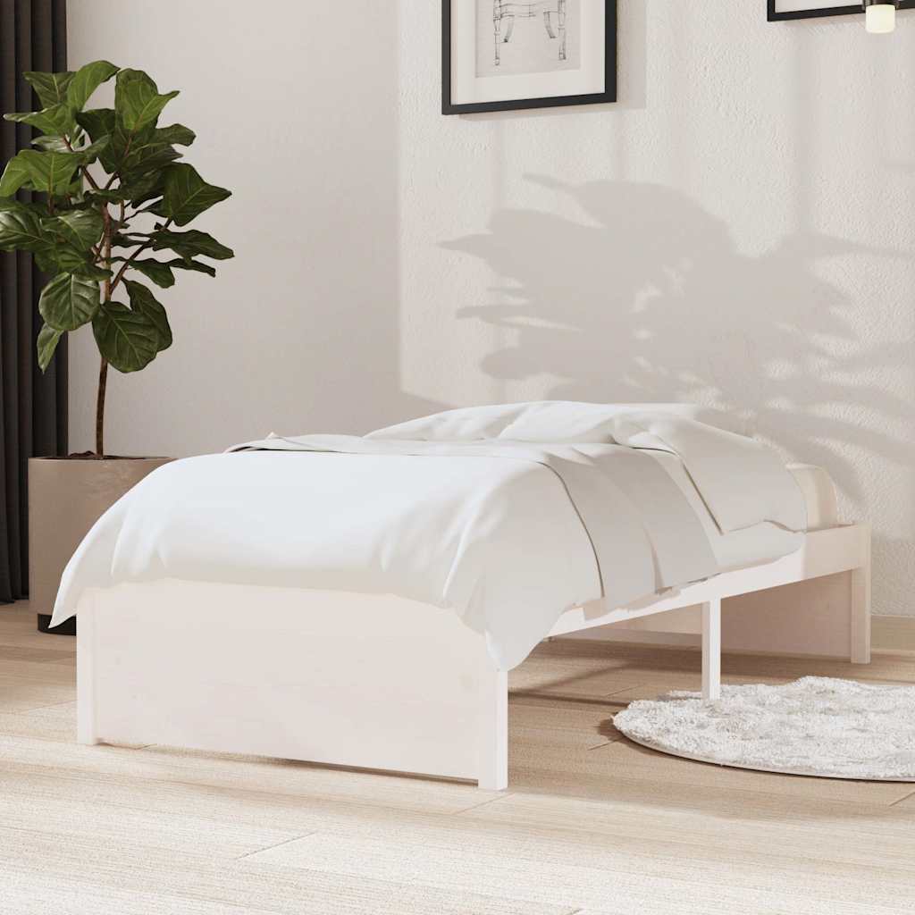Bed Frame without Mattress Solid Wood Length 190 cm White 75 cm