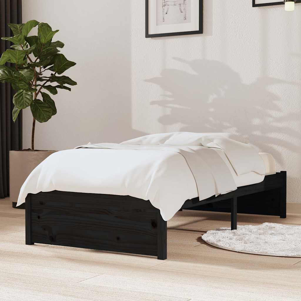 Bed Frame without Mattress Solid Wood Length 190 cm Black 75 cm
