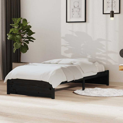 Bed Frame without Mattress Solid Wood Length 190 cm Black 90 cm