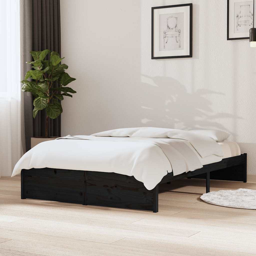 Bed Frame without Mattress Solid Wood Length 190 cm Black 120 cm