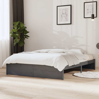 Bed Frame without Mattress Solid Wood Length 190 cm Grey 135 cm