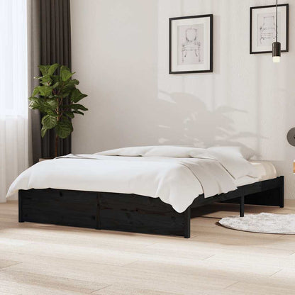 Bed Frame without Mattress Solid Wood Length 190 cm Black 140 cm