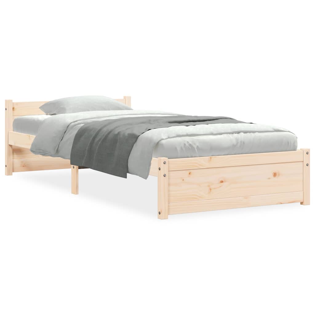 Bed Frame without Mattress Solid Wood Length 190 cm Natural 75 cm