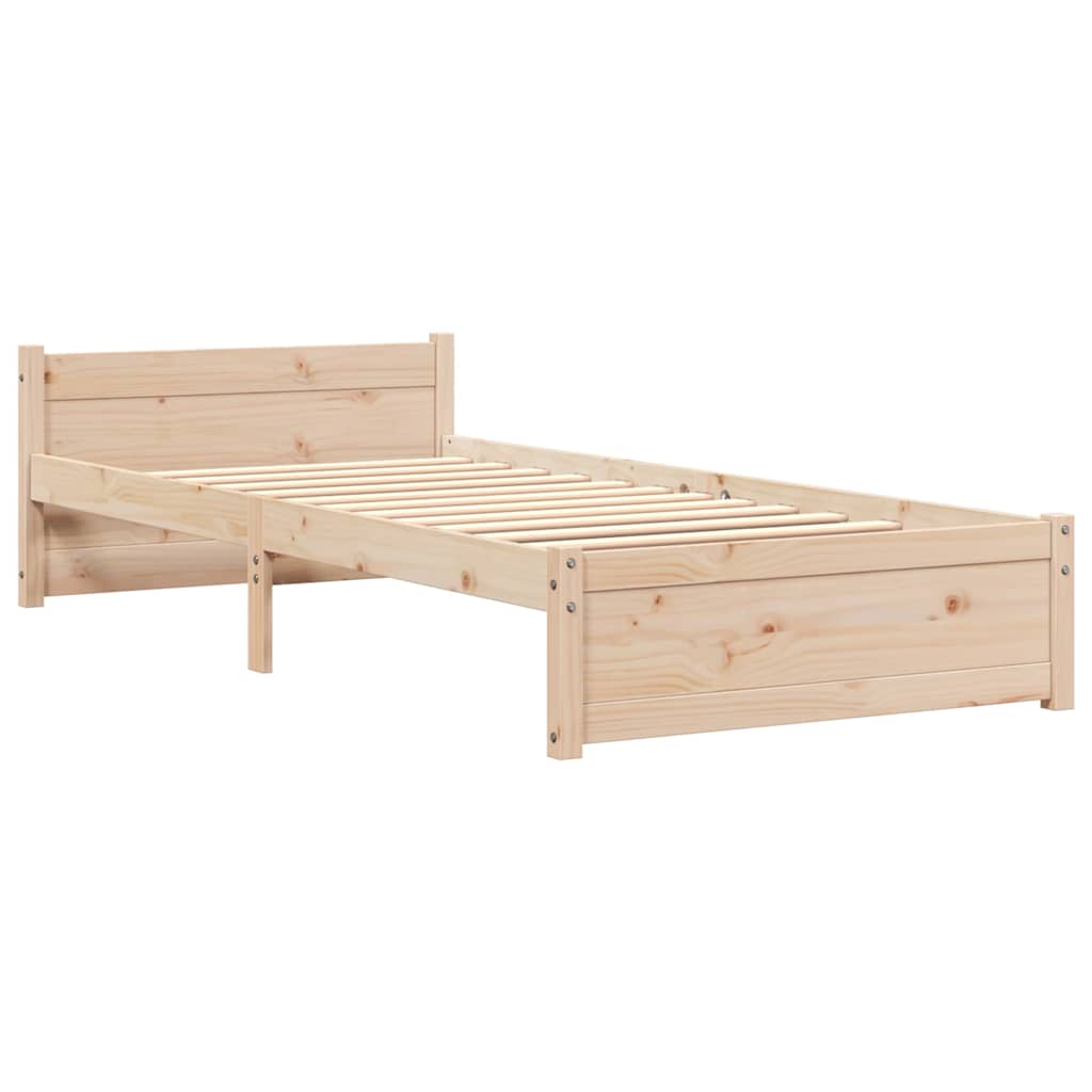 Bed Frame without Mattress Solid Wood Length 190 cm Natural 75 cm