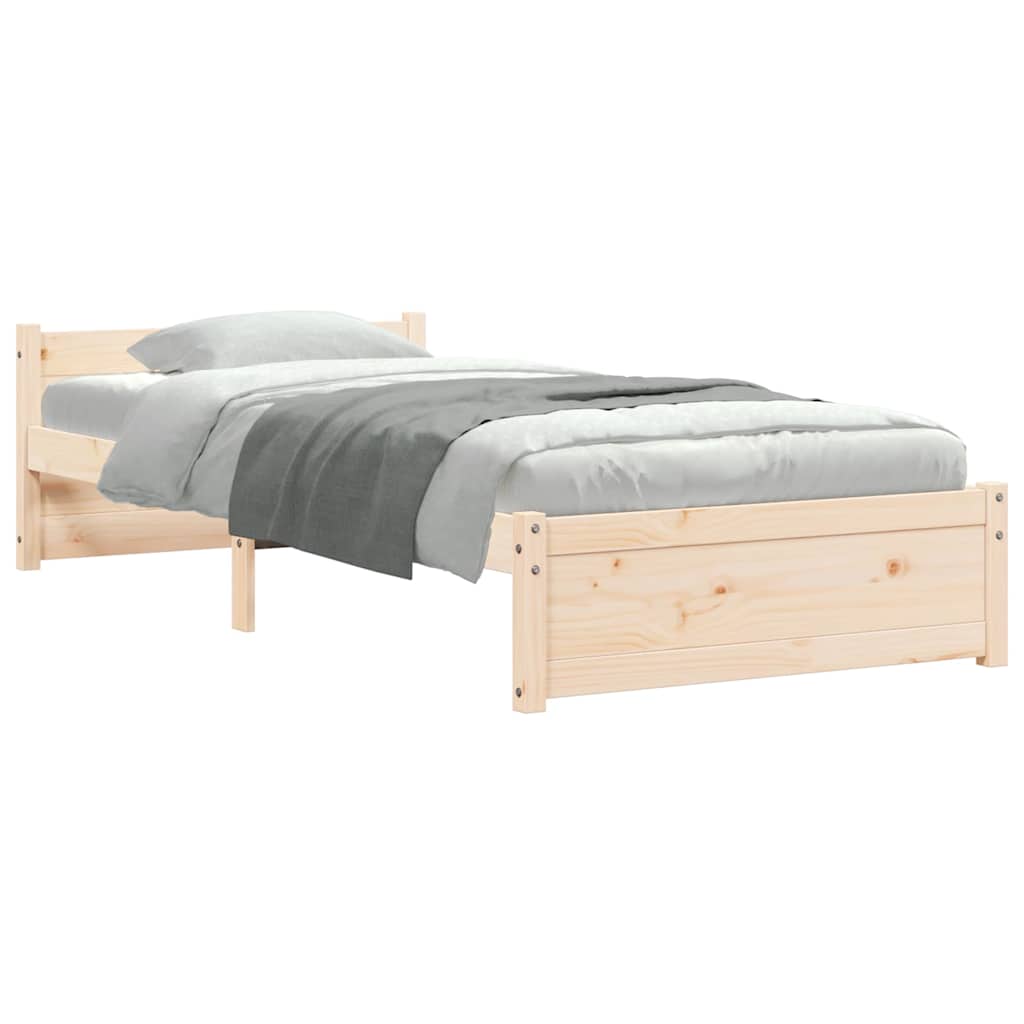 Bed Frame without Mattress Solid Wood Length 190 cm Natural 75 cm