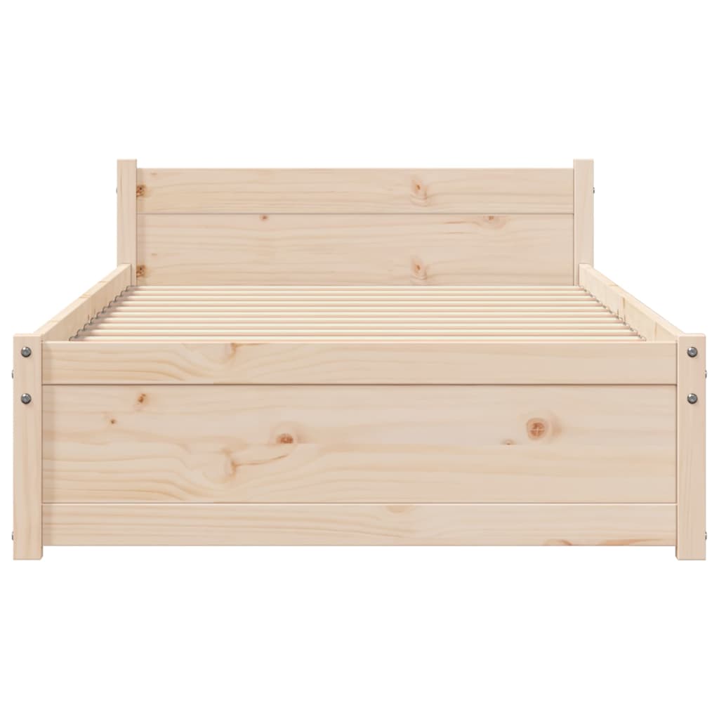 Bed Frame without Mattress Solid Wood Length 190 cm Natural 75 cm