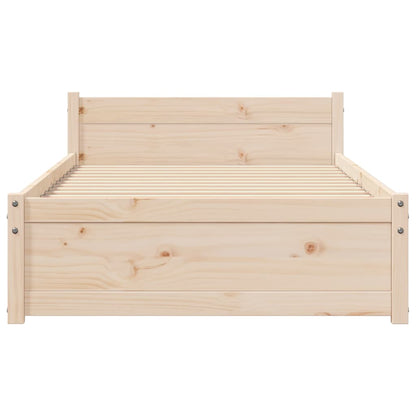 Bed Frame without Mattress Solid Wood Length 190 cm Natural 75 cm