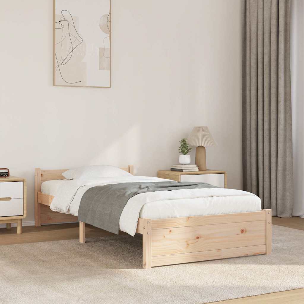 Bed Frame without Mattress Solid Wood Length 190 cm Natural 75 cm