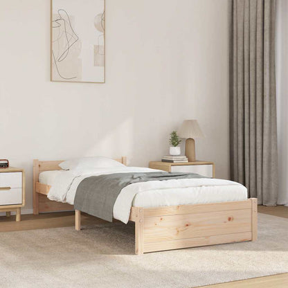Bed Frame without Mattress Solid Wood Length 190 cm Natural 75 cm