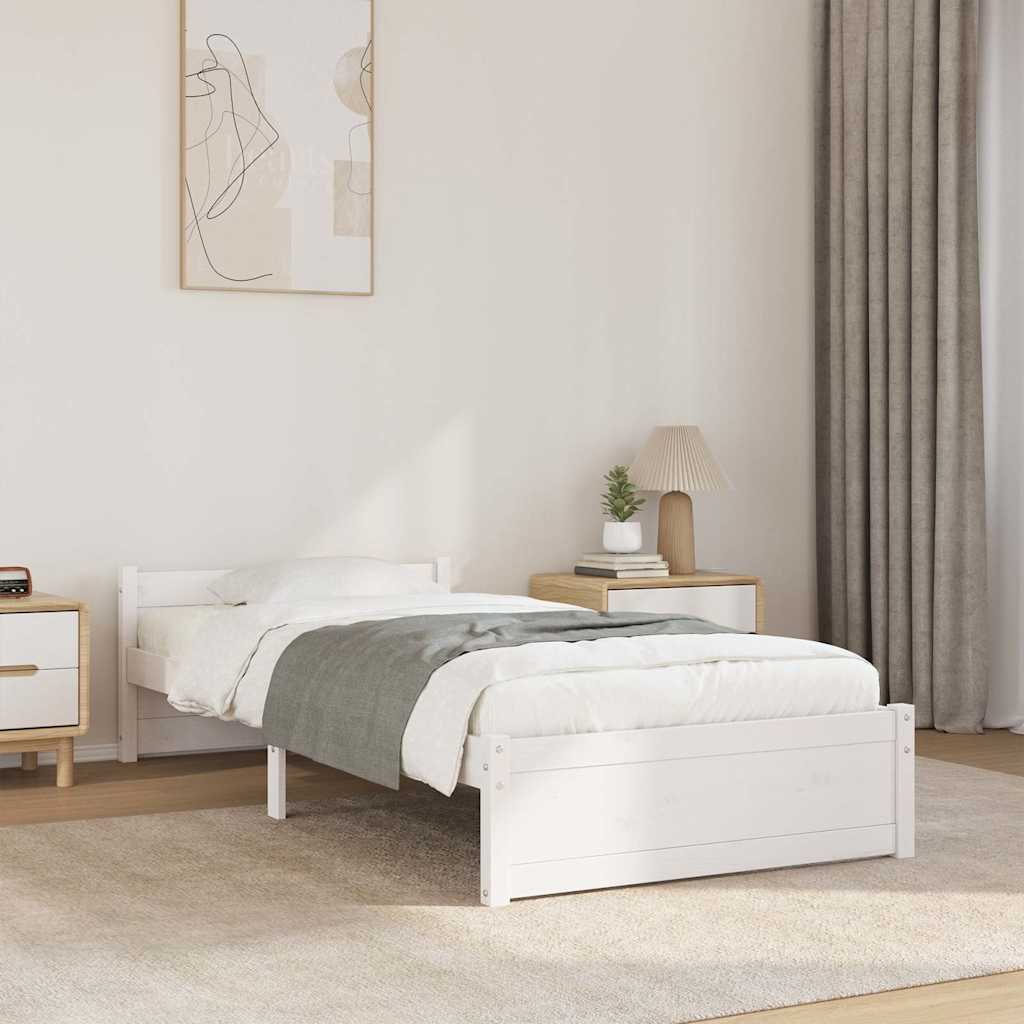 Bed Frame without Mattress Solid Wood Length 190 cm White 90 cm