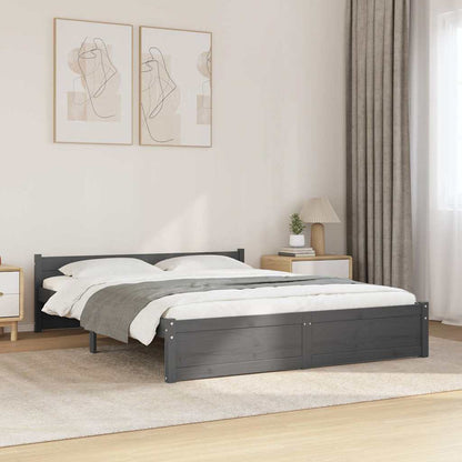 Bed Frame without Mattress Solid Wood Length 190 cm Grey 135 cm