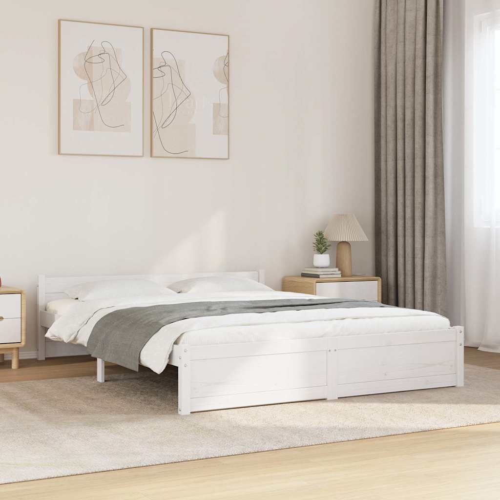 Bed Frame without Mattress Solid Wood Length 190 cm White 140 cm