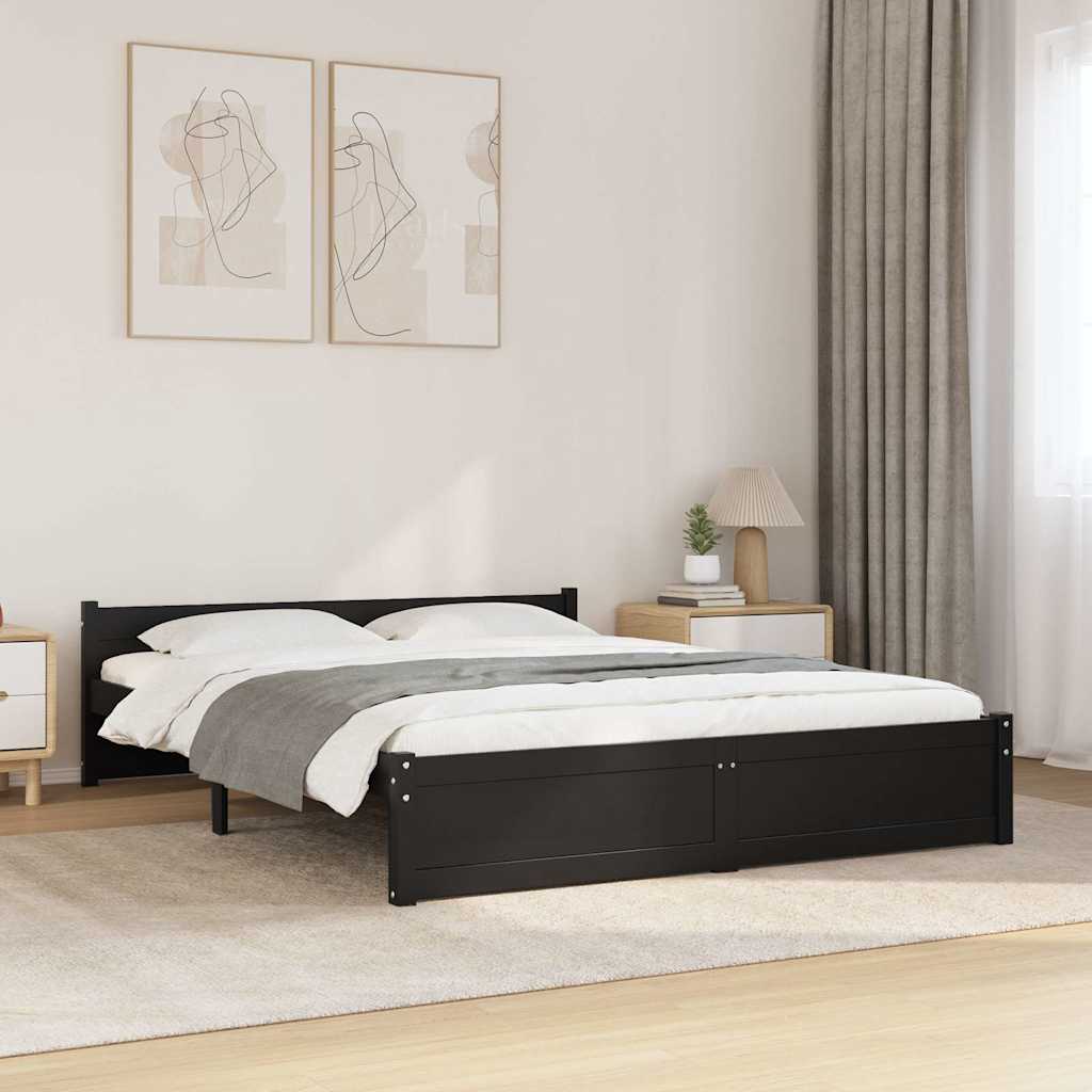 Bed Frame without Mattress Solid Wood Length 190 cm Black 140 cm