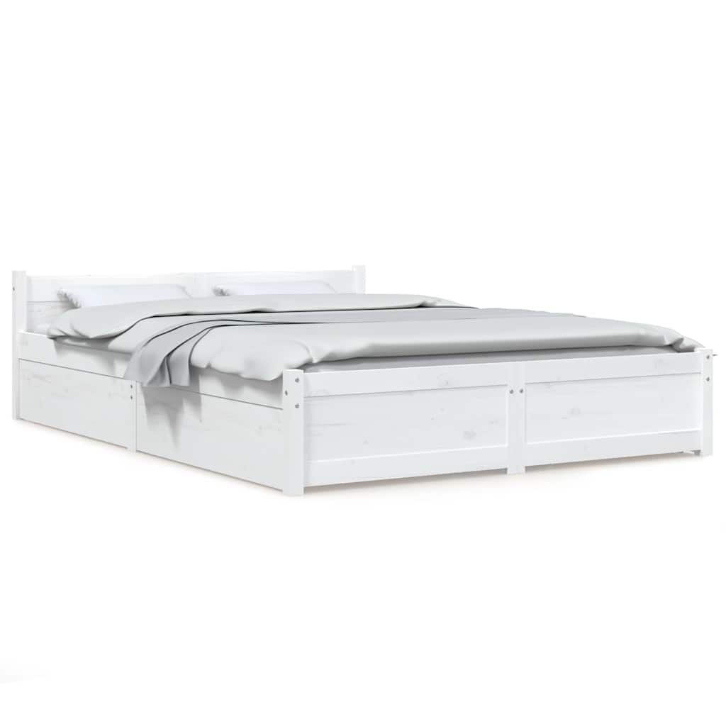 Bed Frame without Mattress with Drawers Length 200 cm White 140 cm