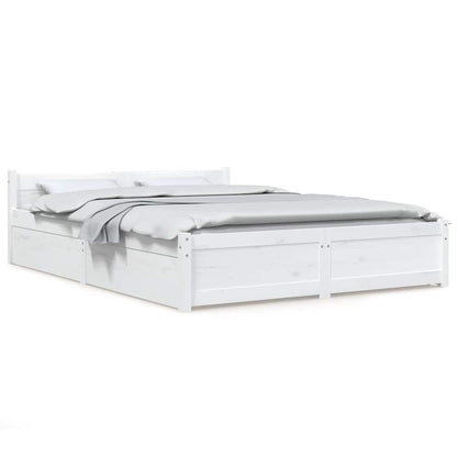 Bed Frame without Mattress with Drawers Length 200 cm White 140 cm