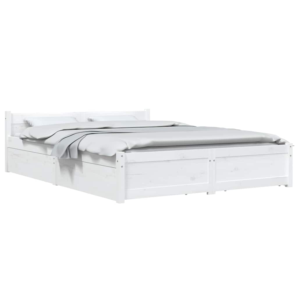 Bed Frame without Mattress with Drawers Length 200 cm White 140 cm