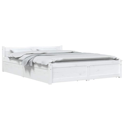 Bed Frame without Mattress with Drawers Length 200 cm White 140 cm
