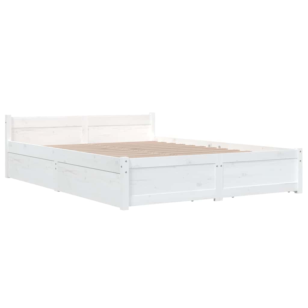Bed Frame without Mattress with Drawers Length 200 cm White 140 cm
